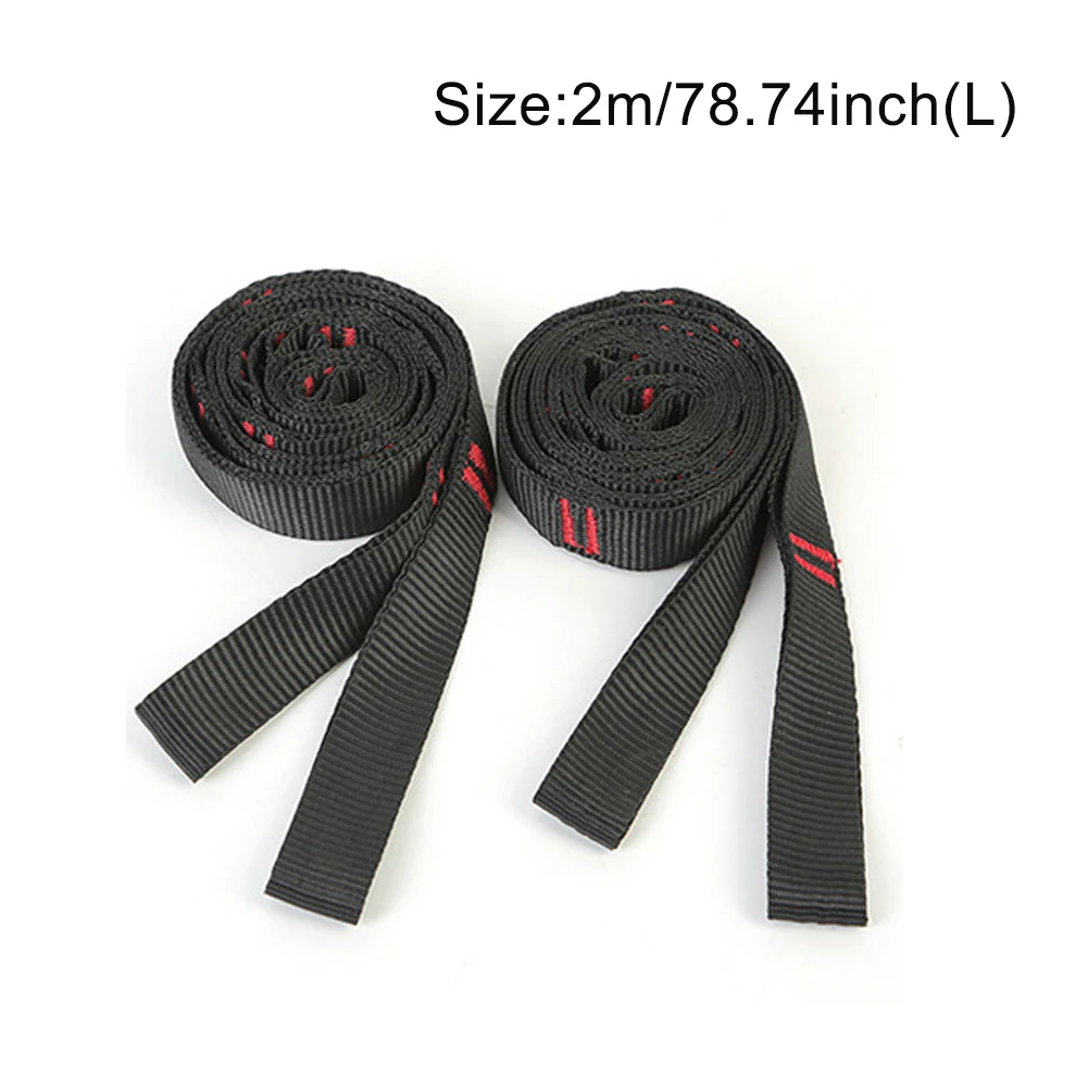 

Heavy Duty Adjustable Length Non Stretch Hiking Hammock Straps Set 2m With Carabiners Outdoor Easy Install For Trees Swing Rope