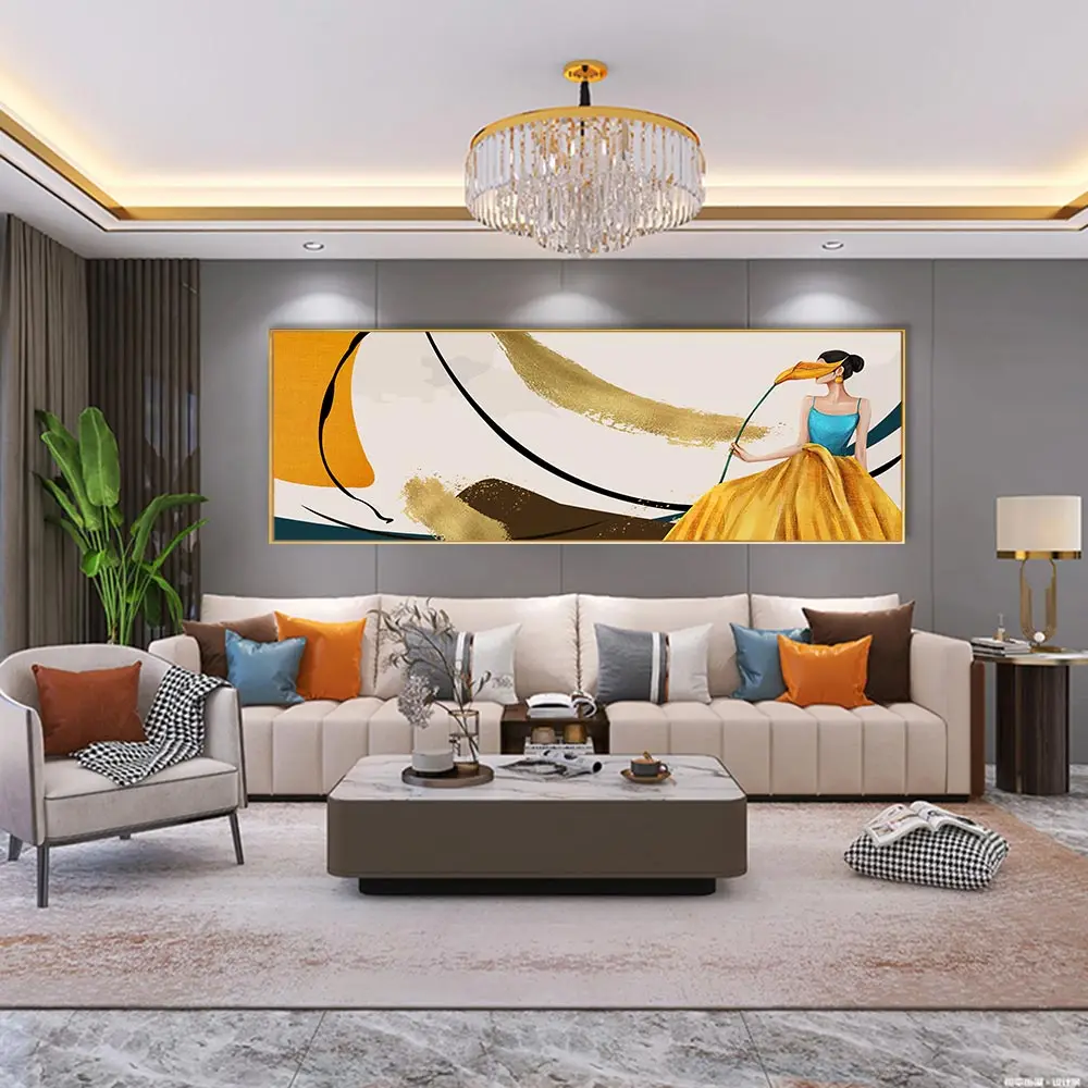 

Abstract Canvas Print Paintings Brown Gold Foil Beauties Inlong Skirts Poster WallArt Pictures On Living Room Home Bedside Decor