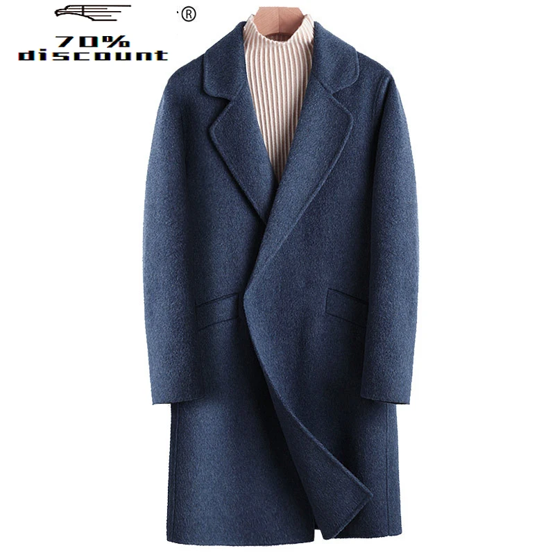 

Men's Coat Double-sided Long Wool Coat Man Jacket Alpaca Mens Coats and Jackets Windbreaker Abrigo Hombre 846 KJ2405