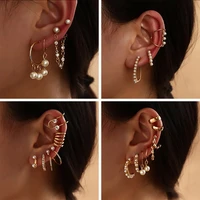 pearl ear cuffs vintage fake piercing ear clips set u shaped geometric ear cuff boho women earrings fashion jewelry gold earring