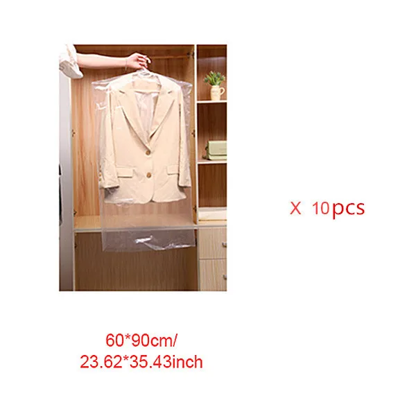 10pcs(60 x 90cm) 10 шт./компл. висячий Органайзер пыленепроницаемый прозрачный хранения пластиковые сумки для одежды крышка одежда платье протектор Аксессуары - Цвет: 10pcs(60 x 90cm)