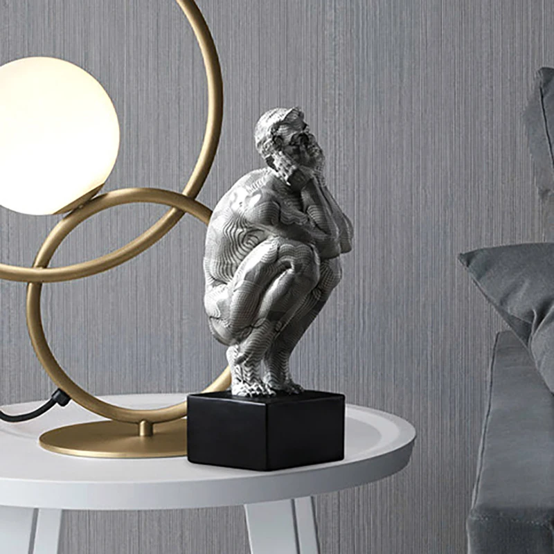 

Modern Light Luxury Thinker Sculpture Character Decoration Thinker Man Living Room Desktop Sculpture Entrance Living Room Crafts