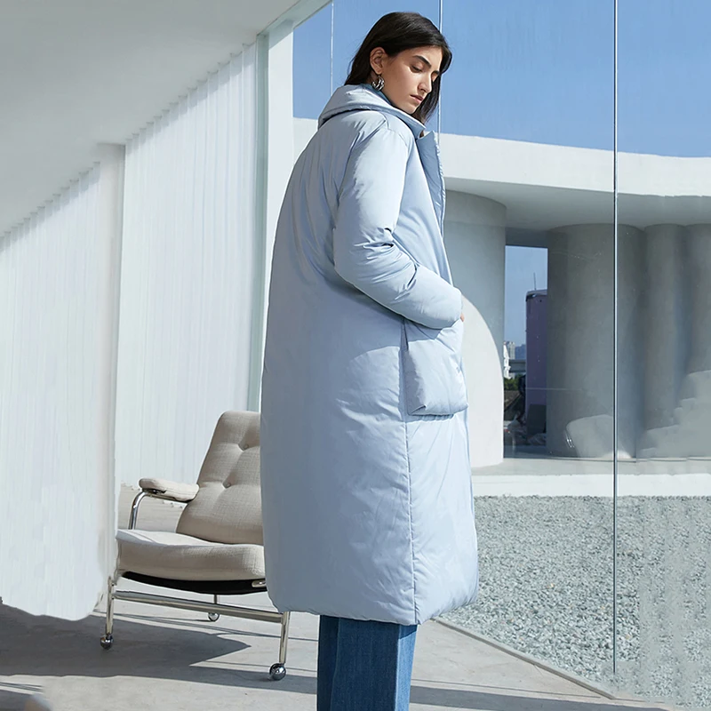 

Thick Loose Fit Down Jacket New Notched Collar Long Sleeve Warm Women Parkas Fashion Tide Autumn Winter 2021 1DD3307