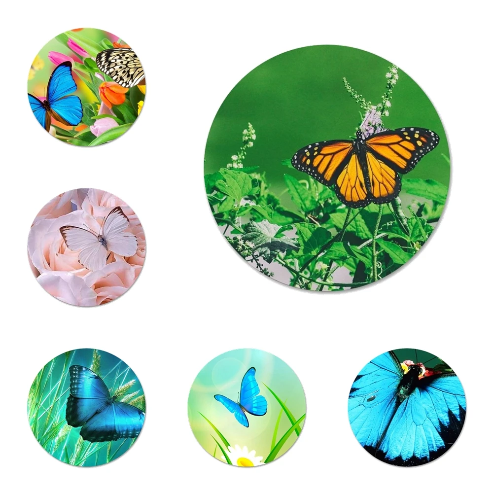 Значки бабочки на белых розах цветок значки украшения броши металлические для