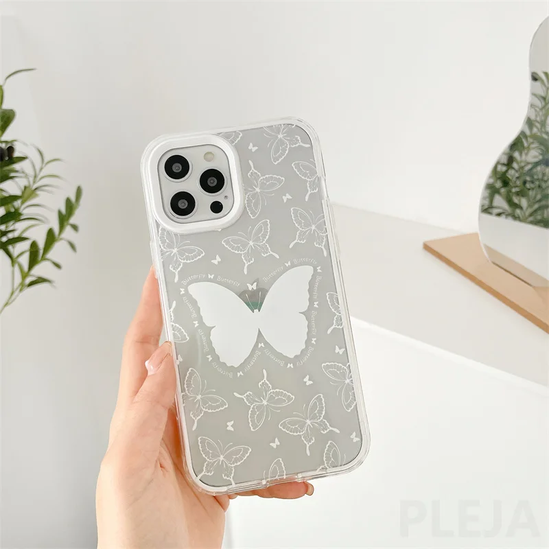 Милые чехлы для телефонов Три в одном с бабочками iPhone 12 11 Pro Max X XR XS 7 8 Plus Модный