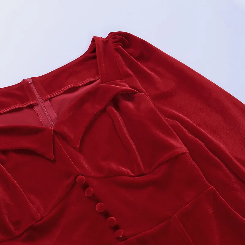 

2021 Sexy Side Slit Red Women Dress Long Sleeve Autumn Casual Party Slim Puff Sleeve Streetwear Bodycon Lady Mini Dress Vestidos