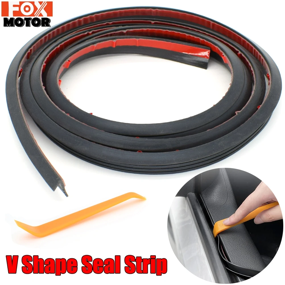 

4m V Type Car Door Glass Rubber Sealing Side Window Seal Strip Sealant Weatherstrip Auto Seals Soundproof For VW Audi Kia Ford
