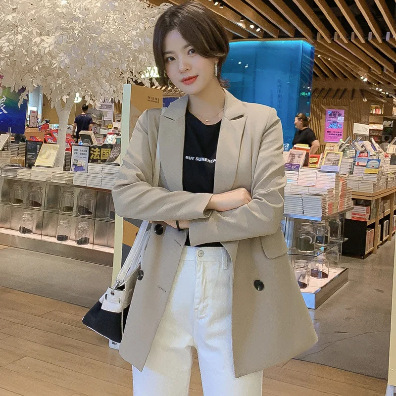 Женские модные куртки 2020 Корейская версия нового двубортного свободного