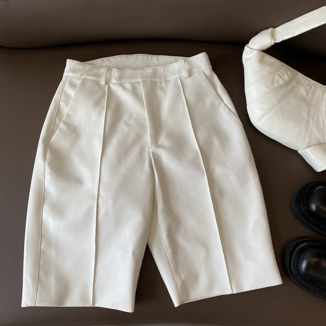 

2023 new fashion ladies loose green leather pants 0105