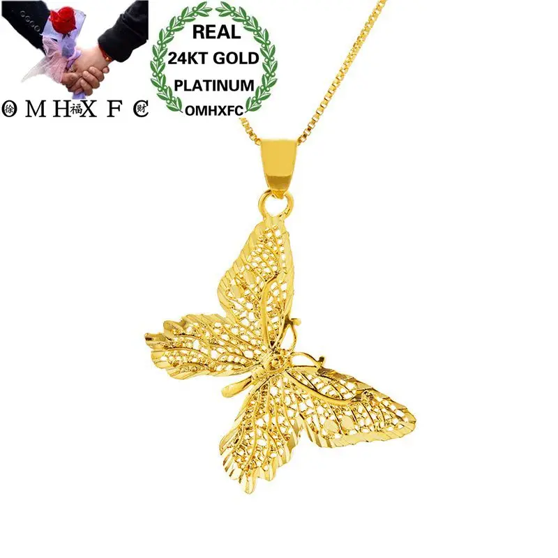 

OMHXFC Оптовая Продажа Европейский модный женский для девочек Женский праздничный подарок на день рождения и свадьбу полые бабочки 24KT Золотая...