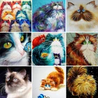 Алмазная живопись 5D Кот, квадратная Вышивка крестиком, набор сделай сам для вышивки животными, подарок ручной работы, настенные наклейки, украшение для дома, 405060