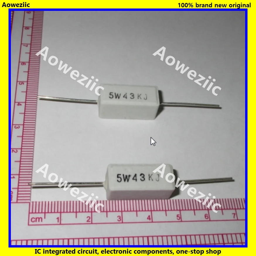 10 шт. RX27 Горизонтальное цементное сопротивление 5 Вт 43K ohm R RJ 5W43KJ 43000R керамическое