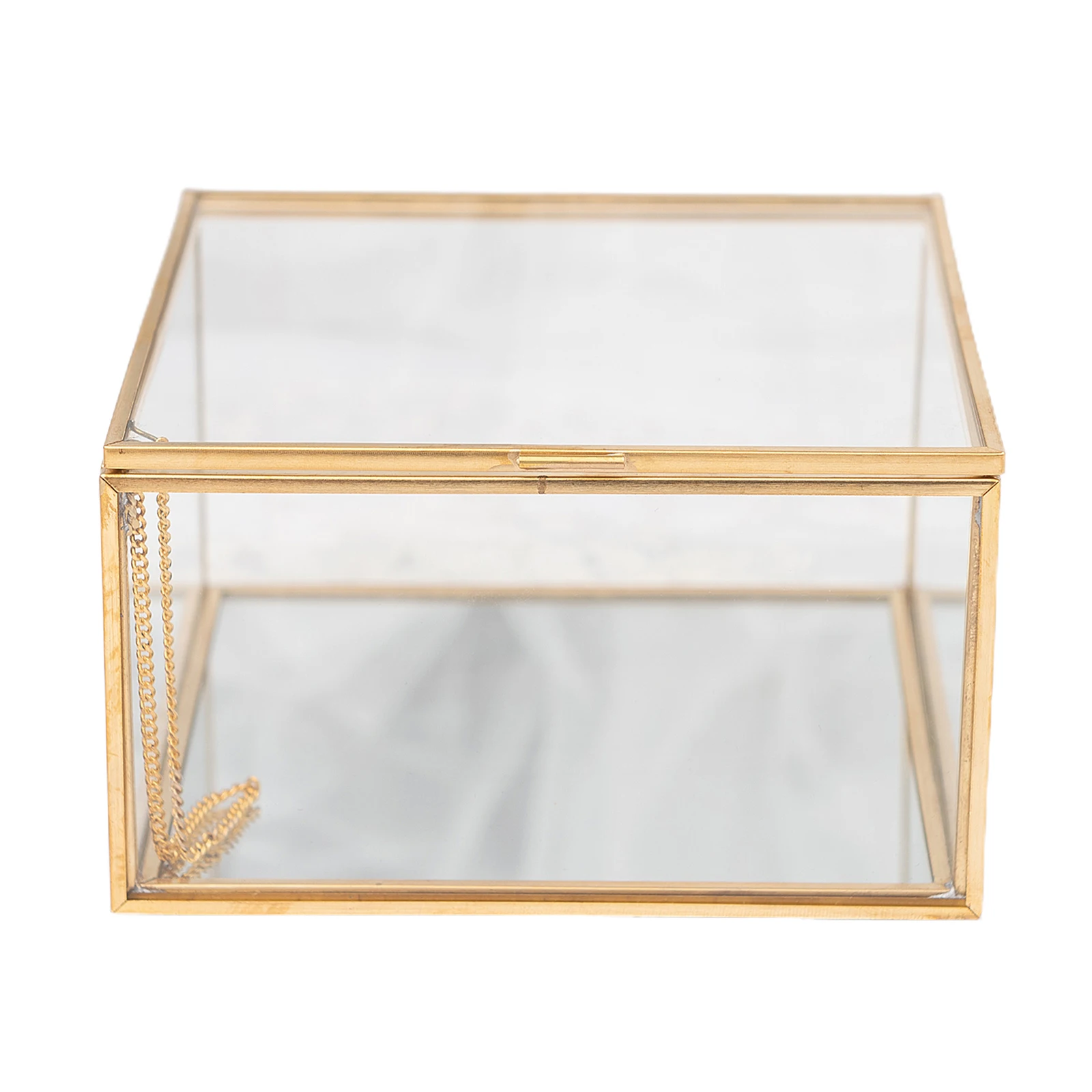 

Geometric Square Covered Glass Organizer Transparent Glass Jewelry Storage Box