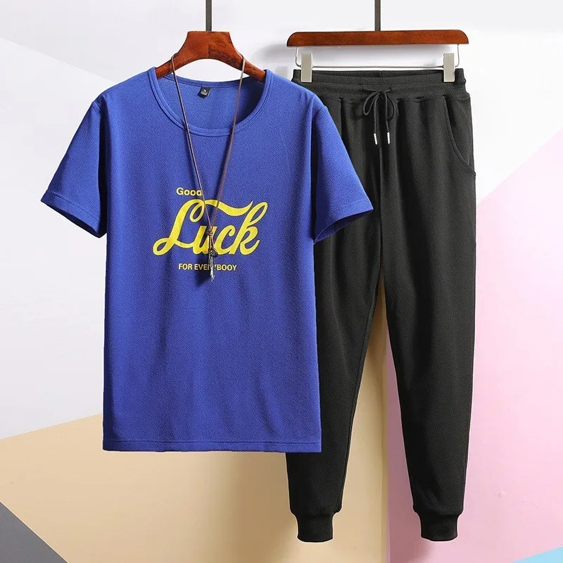 2020 Модные мужские комплекты из 2 предметов с коротким рукавом и буквенным принтом