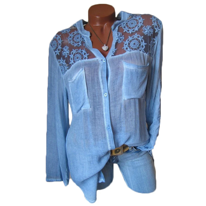 Женские топы и блузки больших размеров 5XL кружевные лоскутные повседневные