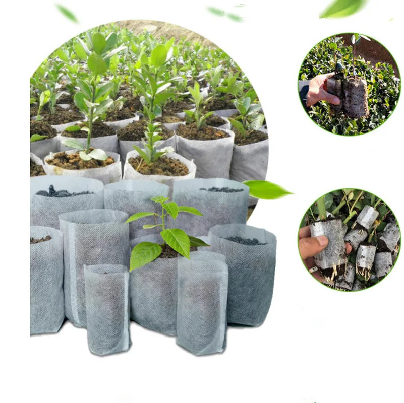100 шт. нетканые тканевые сумки садовые для выращивания горшков мешки