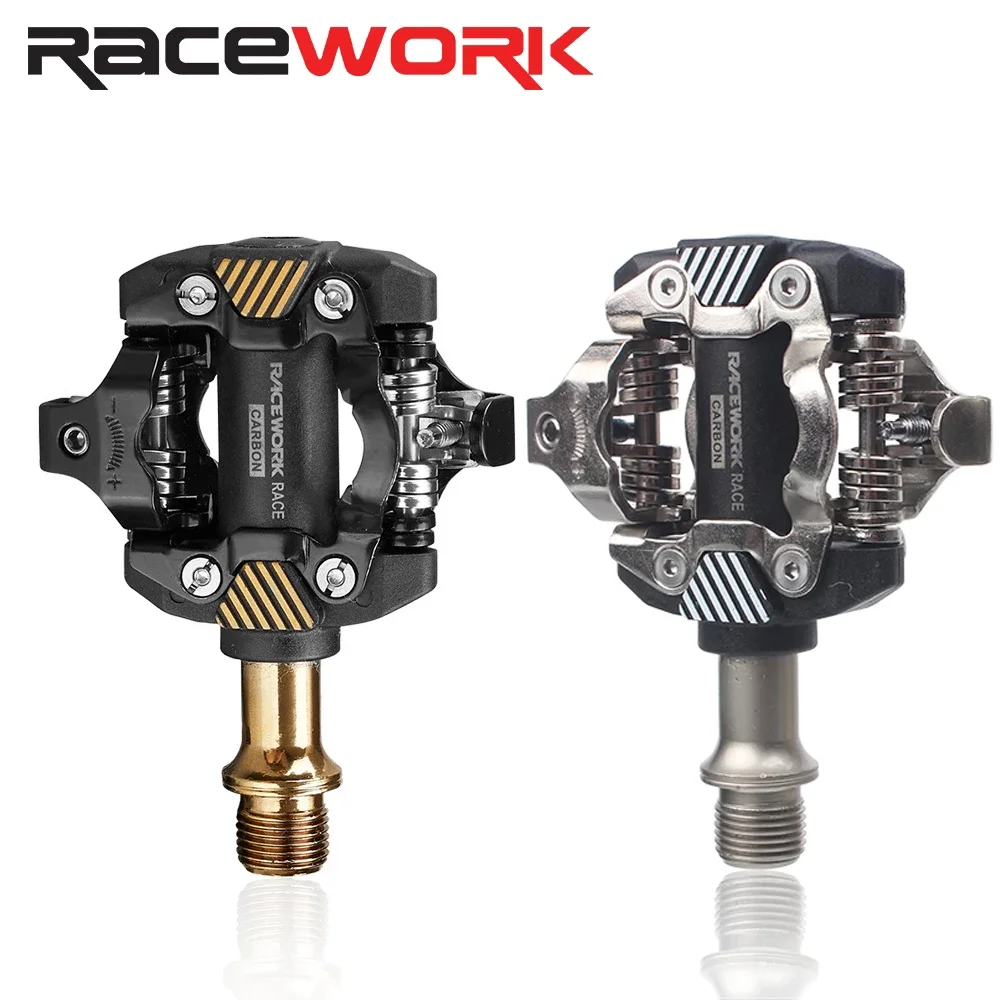 

RACEWORK MTB Pedals Road Bike AlL-alloy Cr Mo Steel Self-locking With Clips Doubleside SPD Clipless Pedal Ultralight Bearing