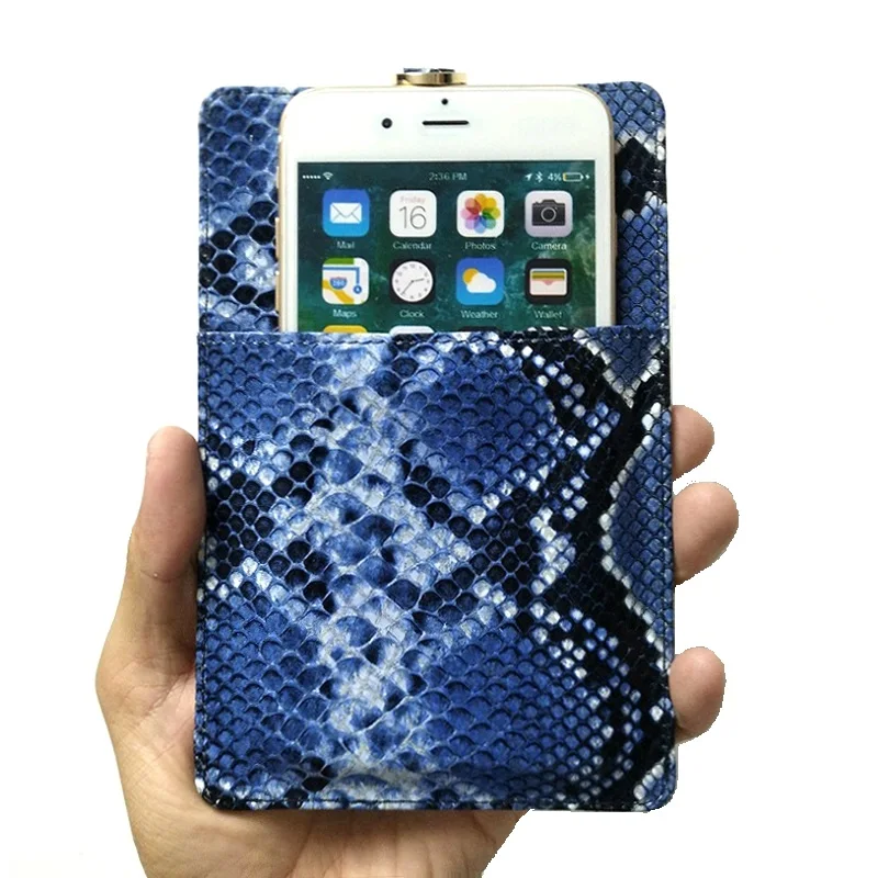 Snake Pouch Case Натуральная кожа держатель для карт чехол для телефона для iPhone 11 Pro Max X XS XR 7 8 Plus роскошный крокодиловый ремешок тонкий Чехол - Цвет: Snake Pouch Case
