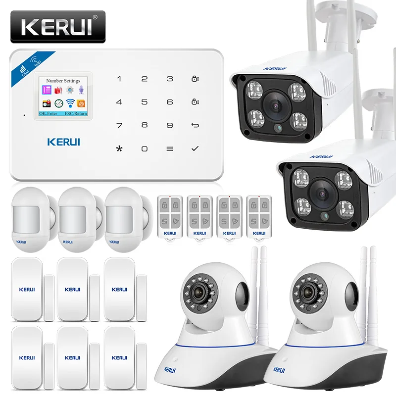 Оригинальная Интеллектуальная охранная сигнализация KERUI WI8 с ИК детектором Wi Fi GSM