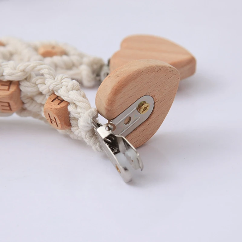 

Newborn Handmade Crochet Pacifier Clip Chain With letters Woven Cotton Rope BPA-free DIY Dummy Nipple Soother Holder Leash Strap