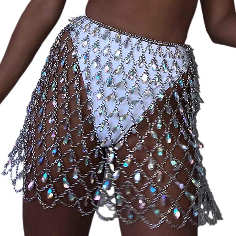 Женский полый сетчатый живот цепочка для тела со стразами ювелирные изделия афро