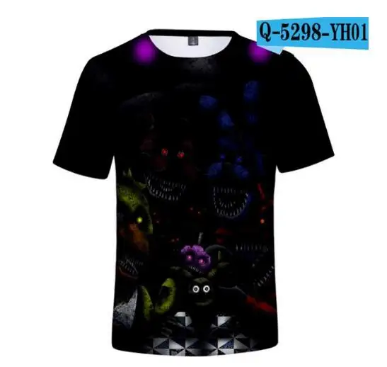color at picture Новая футболка с 3D принтом «пять ночей с героями мультфильмов» Детская футболка с короткими рукавами для мальчиков и девочек топы, футболка с рисунком из аниме детская одежда - Цвет: color at picture