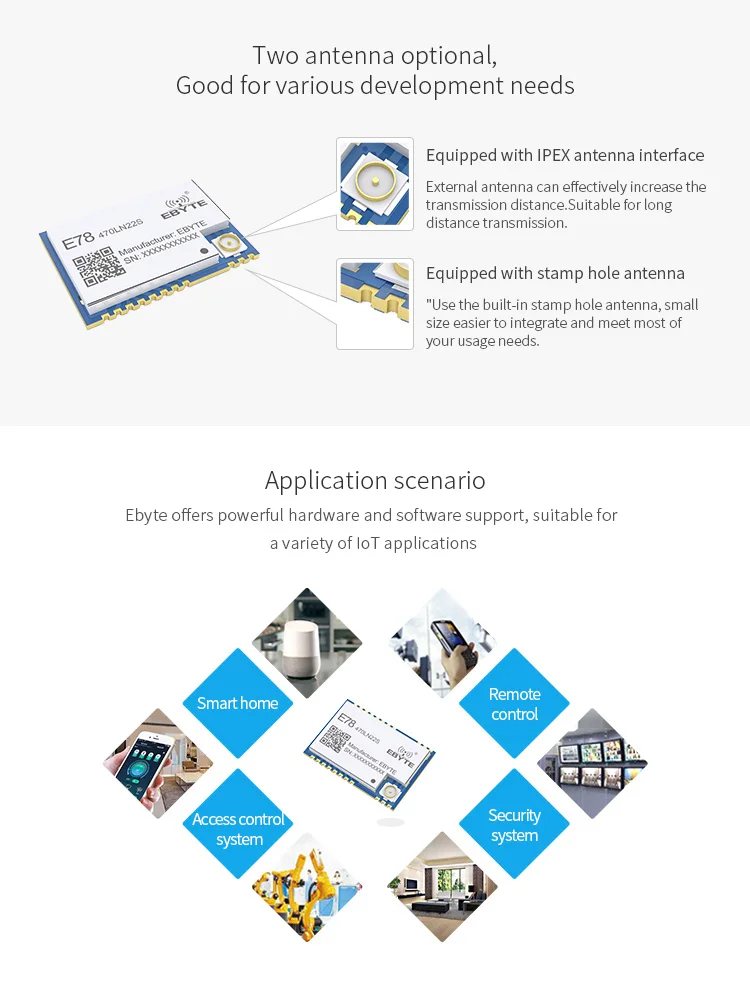 LoRaWAN модуль SX1262 ASR6501 LoRa TCXO разброс спектра ebyte E78-470LN22S LoRaWAN Llong расстояние связь низкая мощность модуль