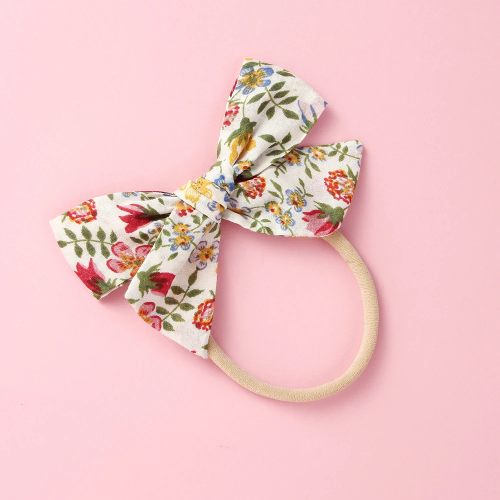 Бант для волос маленьких девочек из хлопка с цветочным принтом повязки резинки