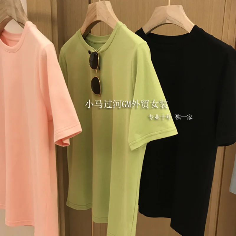 

2021 Summer New Short Sleeve T-Shirt Women Tee Shirt Loose Solid Basic T Shirt Women Casual O-neck Sweet Tshirt Top Female