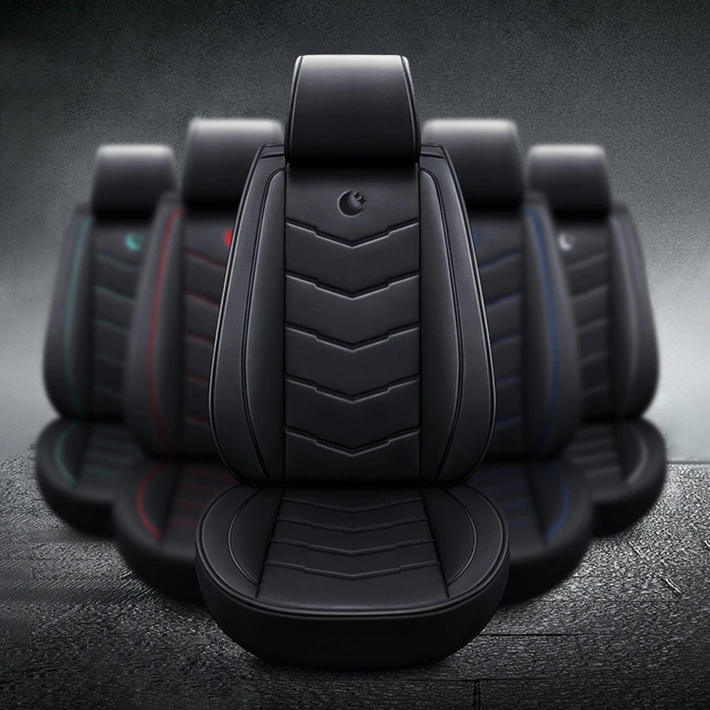 

5-Seat Car PU Leather Moon Covers Cushion Front+Rear Car Seat Cover Set for Peugeot 206 207 308 407 508 Car Accessories