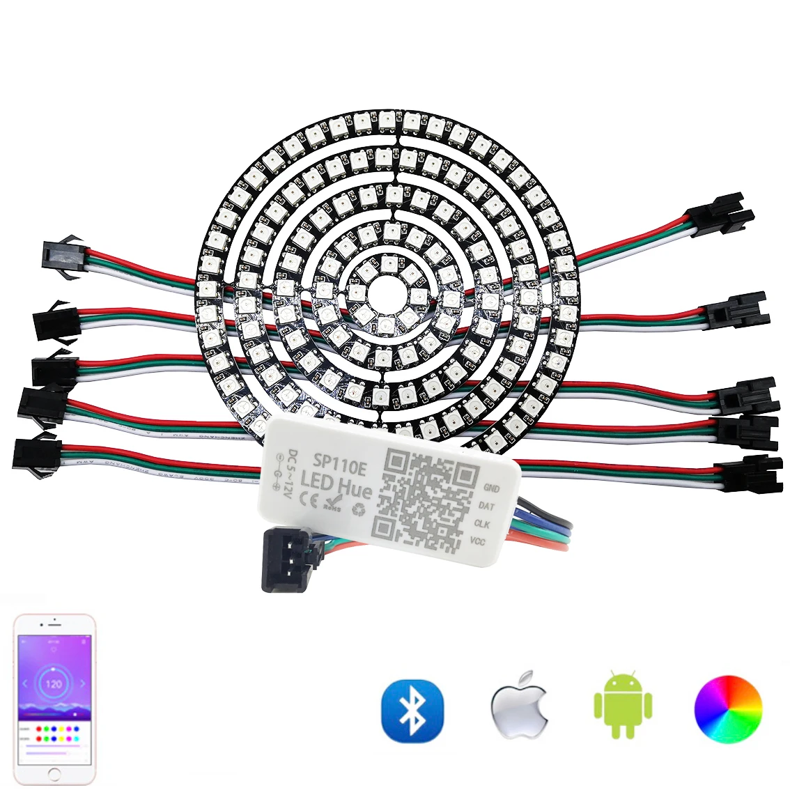 

USB WS2812B Lights Ring WS2812 5050 RGB LED Ring RGB Addressable Led Strip with SP110E Led Controller Kit DC 5V Full Color