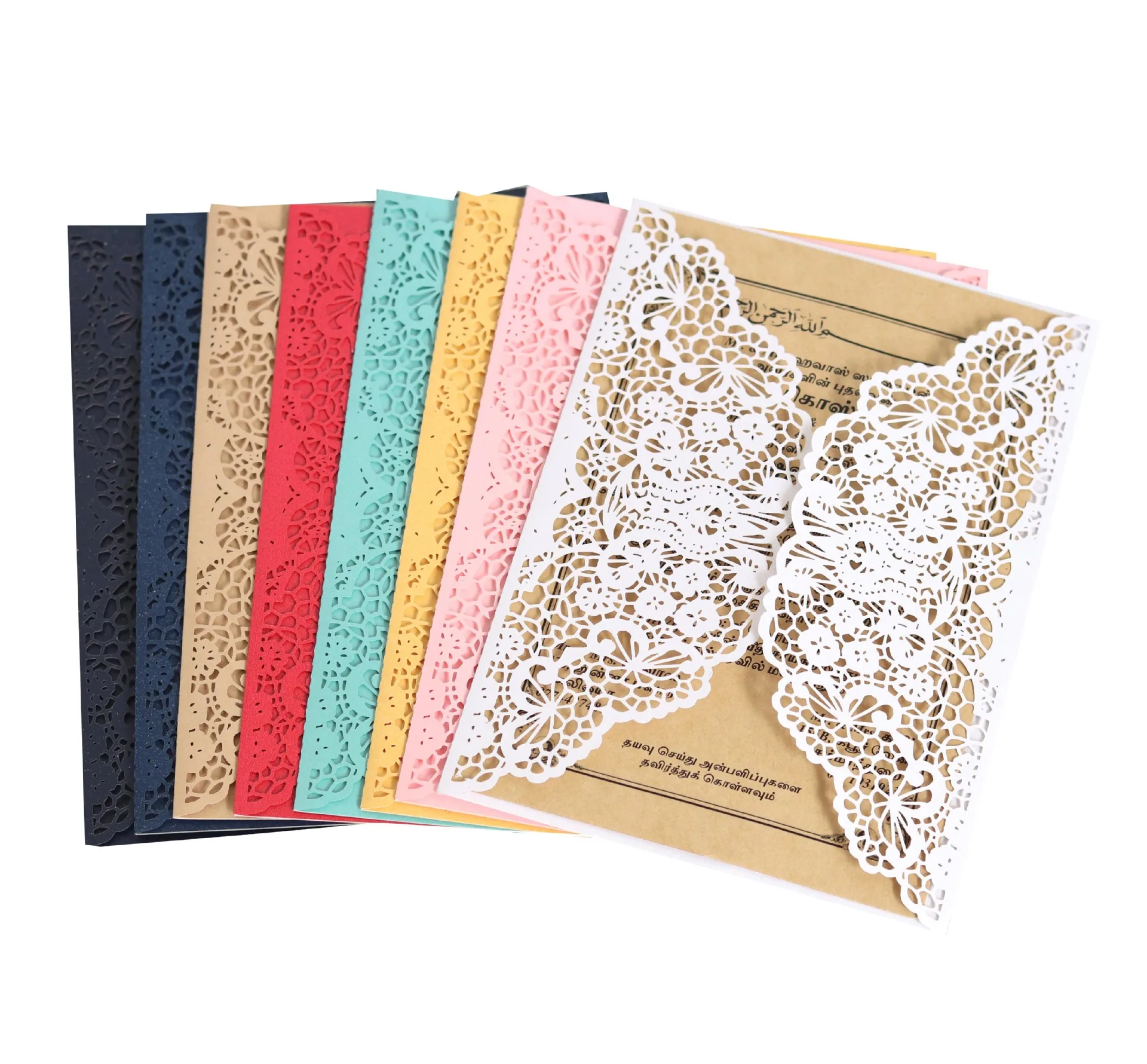 10 шт. Лазерная Праздничная поздравительная открытка кружевной цветочный дизайн