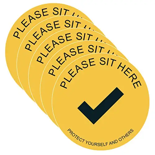 

STICKY Sit Here Sign Sticker Social Distancing Chair Signs Office Car Or Restaurant Sign Waterproof PVC