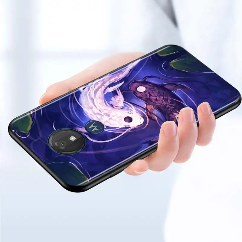 

Chinese Koi Fishes for Motorola G9 G8 G E7 E6 One Play Marco Hyper Fusion Stylus Power Edge Plus Black Phone Case