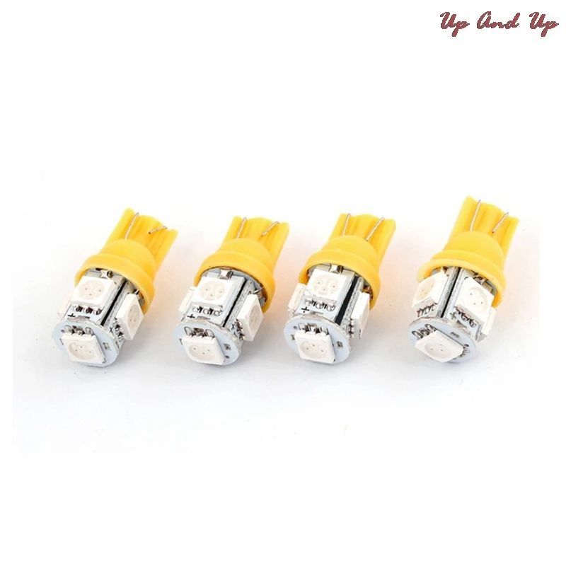 

T10 5 SMD 5050 LED Car Light Bulbs 12V 194 168 147 W5W Wedge Tail Side Clearance Reading Lamp Bulb Green Yellow Red Colors 10PCS