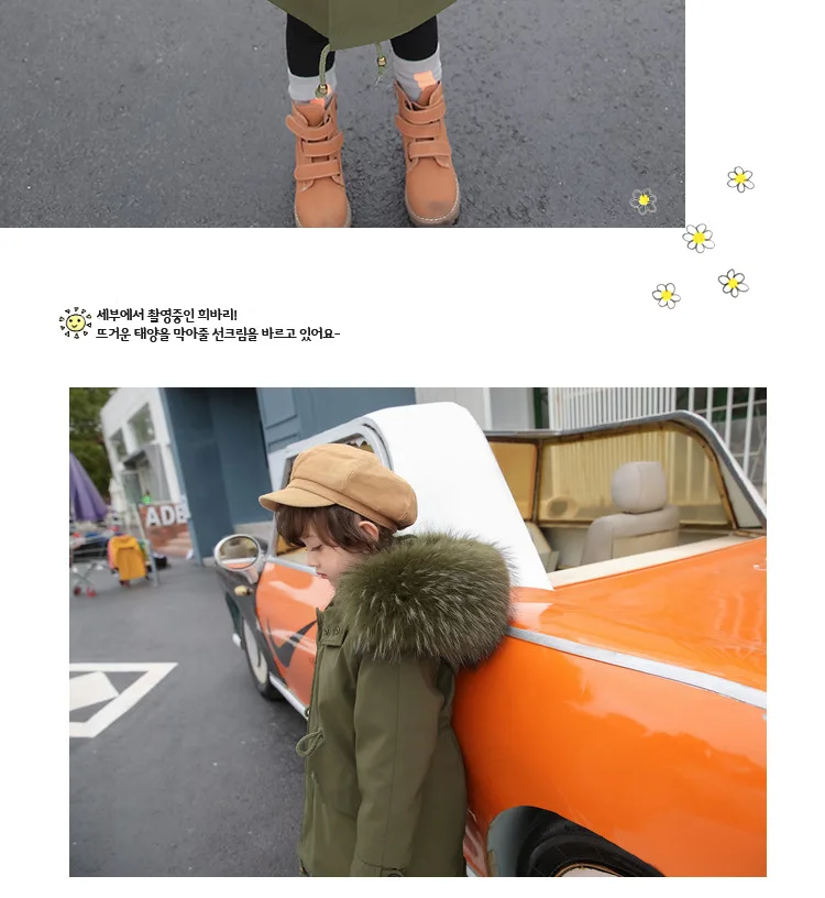 Army Green Coat Fur Jacket Girls Winter Clothes Rabbit Fur Kids Parkas Real Raccoon Fur Hooded Children Jacket For Girls TZ90