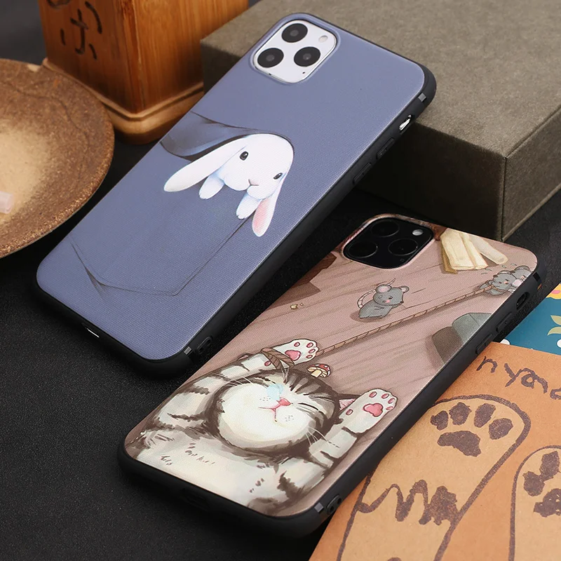 Чехол для телефона из ТПУ с милым котом iPhone XR мягкая задняя крышка кроликом 11 Pro Max
