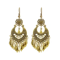 vintage hollow pattern gold color carving drop earrings for women ethnic alloy piercing dangle earrings jewelry bohemia gifts