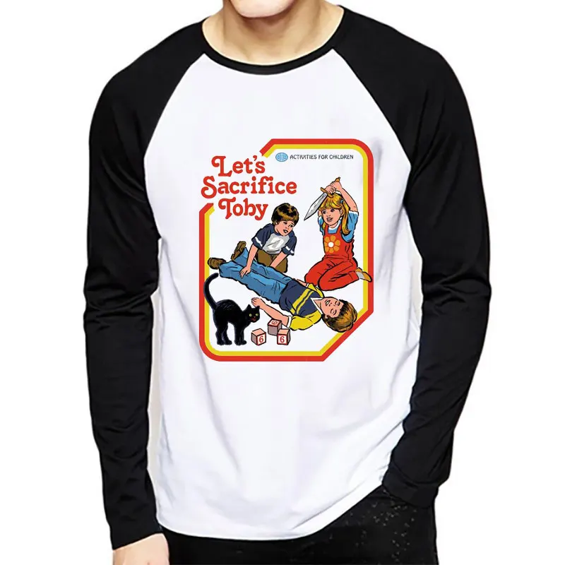 Реглан футболка с длинным рукавом для мужчин сатана злые дети демоны обряд