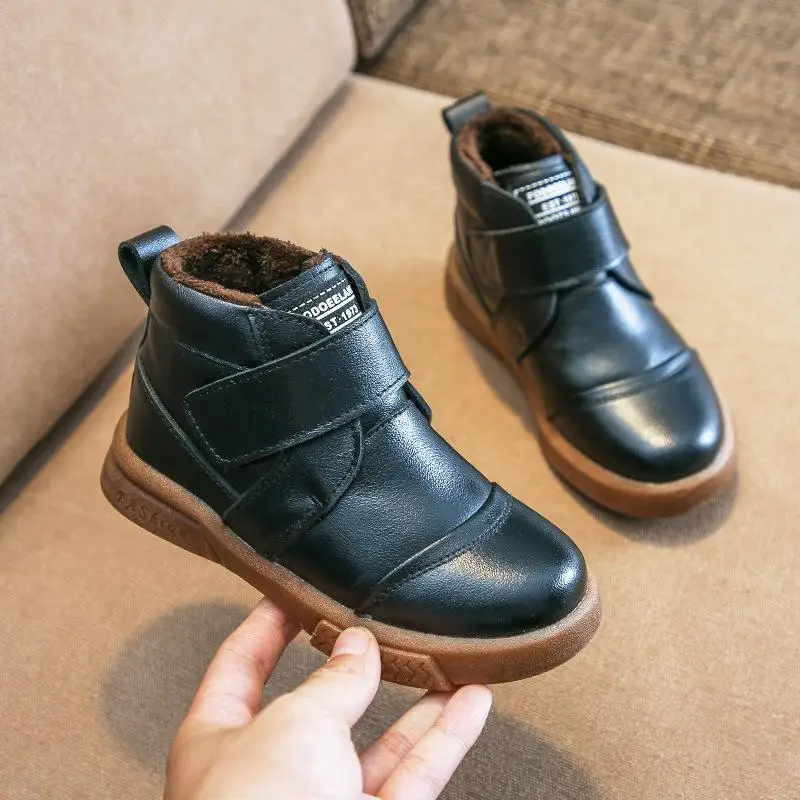 

Boys shoes kids Martin boots solid color new leather boys and girls for boots low tube Korean version of wild