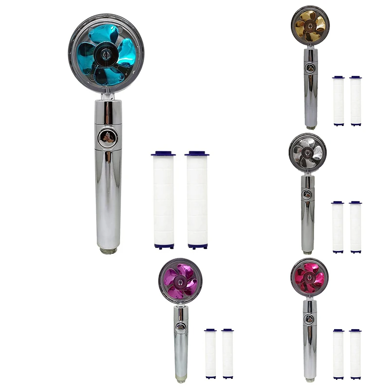 

LUDA High Pressure Propeller Shower Head, 360° Water Saving Rotating Shower Nozzle, 2CM Universal Connector with 2 Filter