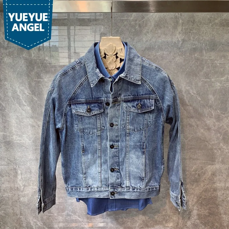 

Мужские Винтажные облегающие джинсовые куртки, осенне-зимняя однобортная ковбойская куртка, уличная байкерская куртка с длинным рукавом, м...