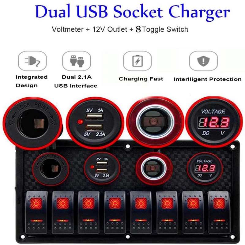 8 банд кулисный переключатель панель автоматический выключатель защита от