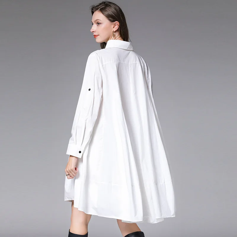 

Loose Large Size Women Dress Spring Autumn Casual Dress Elegant Solid Big Swing Dresses Women Clothing TA7608