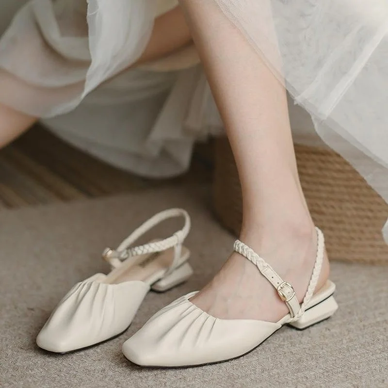 

Сандалии женские на квадратном каблуке, простые элегантные босоножки с ремешком на щиколотке, модная однотонная Летняя обувь