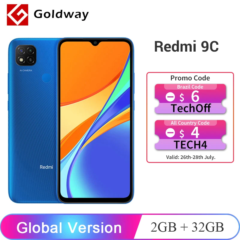 Глобальная версия Xiaomi Redmi 9C 9 C 2 Гб 32 ГБ / 3 Гб 64 ГБ смартфона Helio G35 8-ядерный процессор 6,53