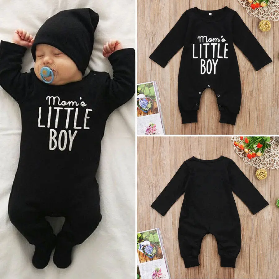 

Infant Baby Boy Newborn Baby Clohting Set Momo's Little Boy Letter Romper Boys Girls Cotton Jumpsuit Outfit Clothes 0-24 Months
