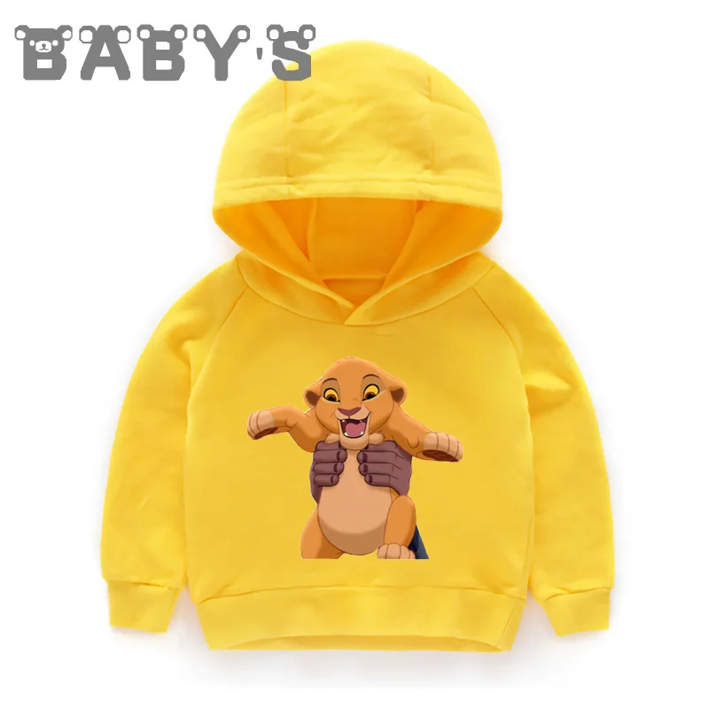 5315H-Yellow Детские толстовки с капюшоном детские забавные толстовки с изображением Льва и короля Simba пуловер для малышей Топы, одежда для маленьких девочек и мальчиков KMT5315 - Цвет: 5315H-Yellow