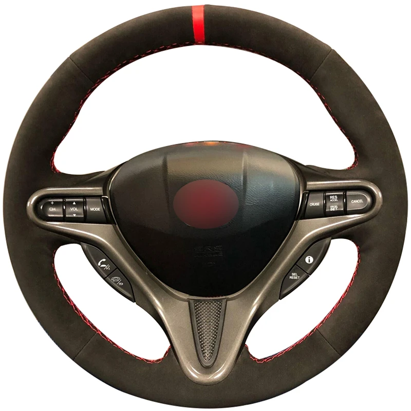 Черный замшевый автомобильный чехол на руль для Honda Civic 8 2006 2009 Old 2004 2011 (3