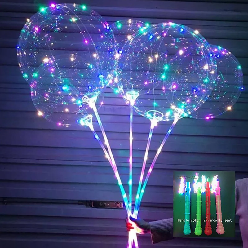 Flashing Lamps Balloon LED With Stick Transparent Balloons Birthday Party Kids Toy Wedding Decorations 3rd Light LED Balloon